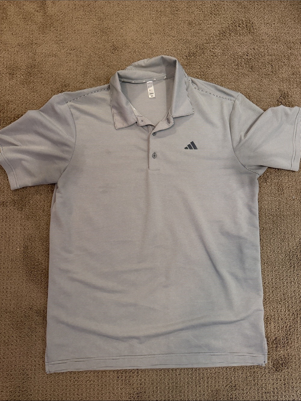 adidas Light Gray Men's Golf Polo with Subtle Stripes